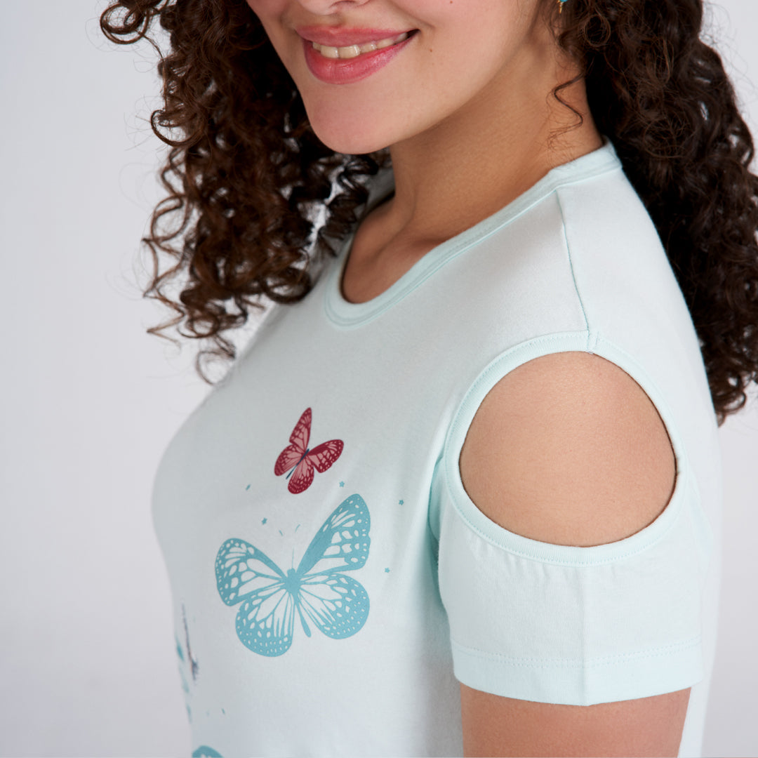 Girls long sleeve pajama light blue