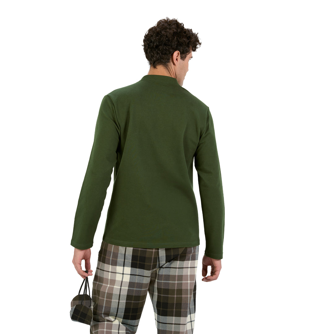 WOVEN PAJAMA Winter BUTTOMED COLLAR