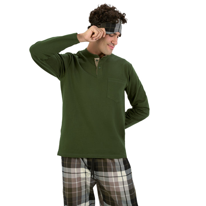 WOVEN PAJAMA Winter BUTTOMED COLLAR