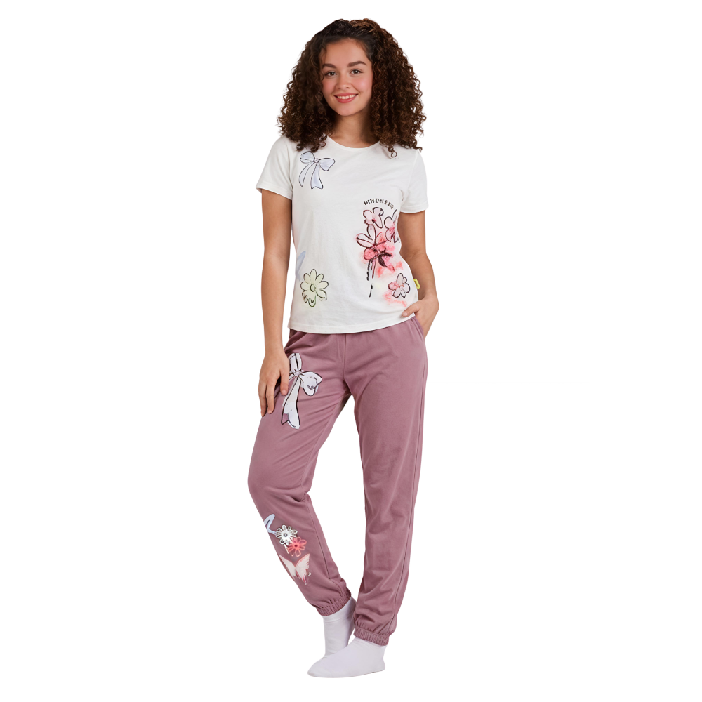 Girls Pajama T-shirt &amp; Pants offWhite