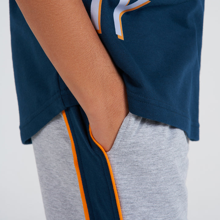 بيجامه اولادي  صيفى تى شيرت وبنطلون بترولي