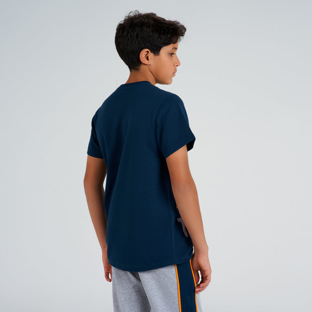 بيجامه اولادي  صيفى تى شيرت وبنطلون بترولي